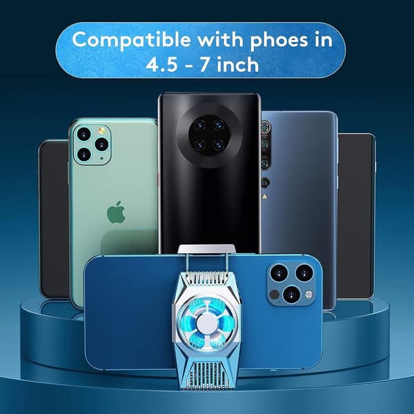 Mobile Phone Cooling Fan, Mobile Phone Cooler, Portable LED Light, Silver KLB