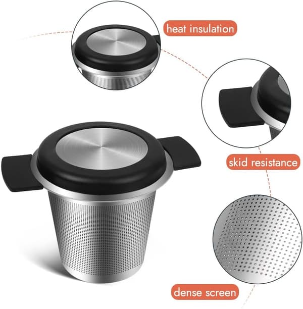 2-pack Tea Infuser for Loose Leaf Tea, Stainless Steel Tea Strainer with Heat-Resistant Handle, Extra Fine Mesh Tea Strainer, Gift for Tea Lovers