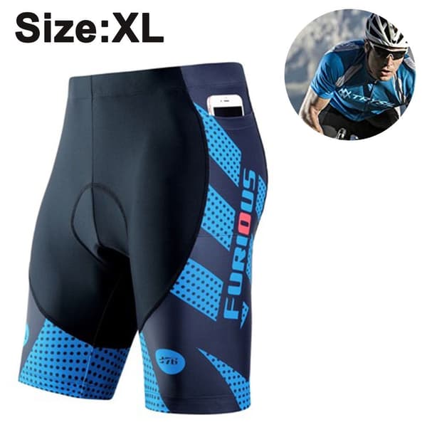 Men's Cycling Shorts with 3D Seat Padding, Quick-Drying, Blue, Size XL