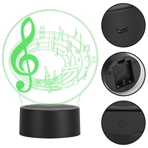 3D Musiknode LED-lampe USB Touch Bordlampe Natlampe Farveskift