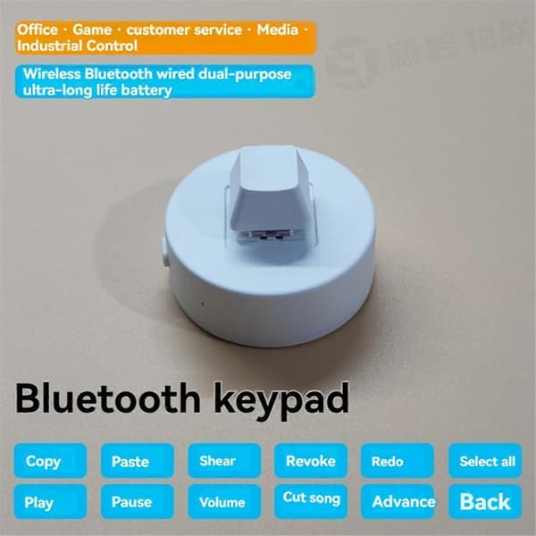 1-Button Mini Keypad 2.4G Wireless USB Mechanical Gaming Keyboard Hotkey Program for Gaming Office Work White