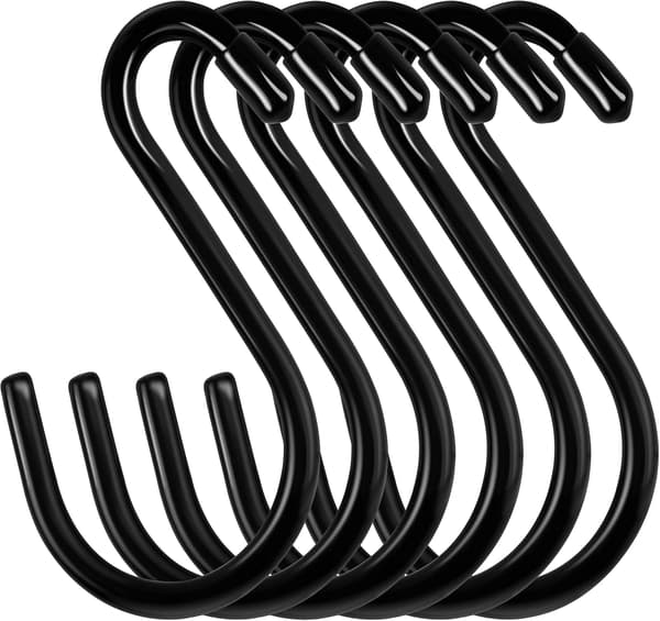 S-hooks 12-pack 15 cm Max load 30 kg Black stainless steel Hooks for kitchen Bathroom Bedroom Office-FX-