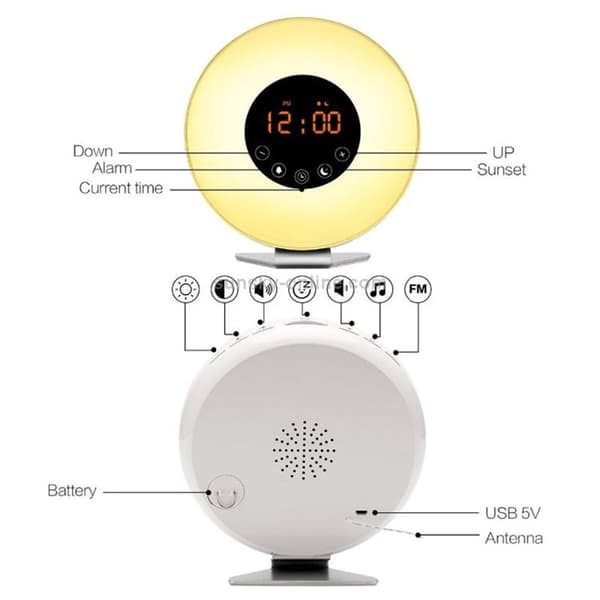 LED Touch Smart Vækkeur med FM-radio