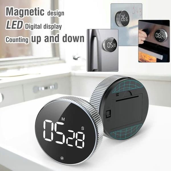 Digital køkkentimer med stort LED-display