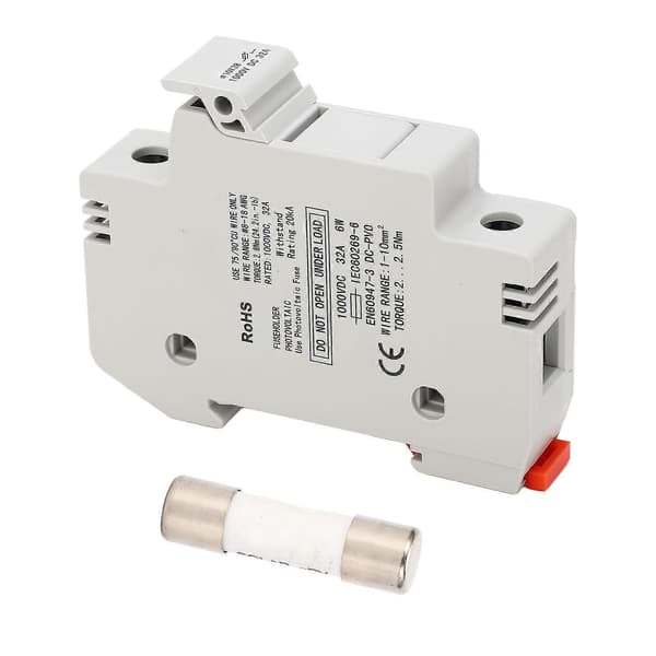 Afbryder 32A 1000V DC med 10x38mm 15A PV-sikring - 1-polet