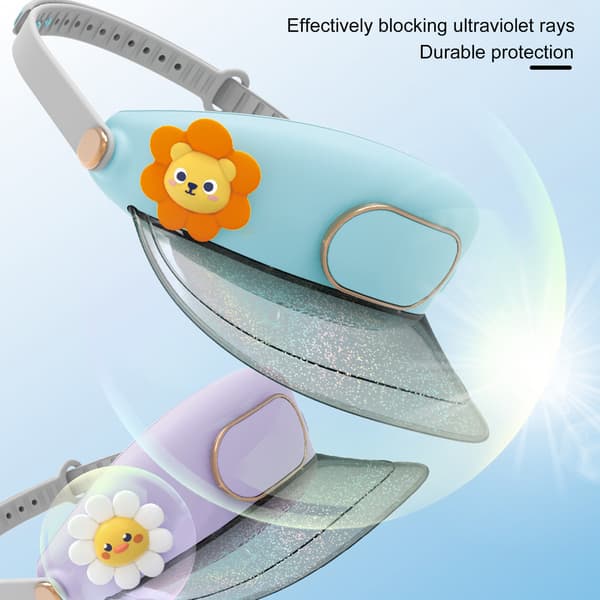 Bladeless solhatt-vifte USB kjølevifter for barn lyseblå Light Blue