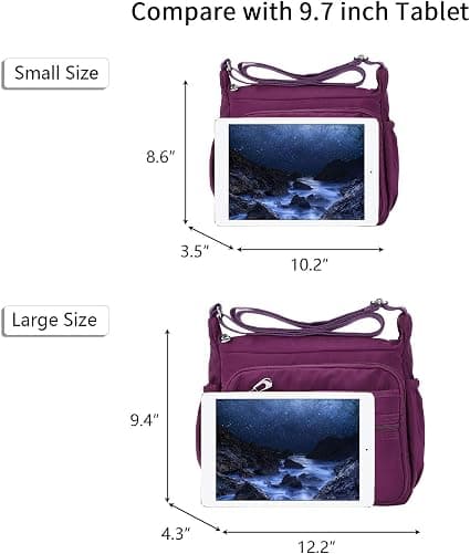 (S, Lila) Nylon Dameveske Vanntett Multi-Pocket M
