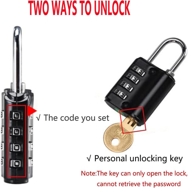 2-pack Combination Padlocks, 4-Digit Resettable Padlock with Keys