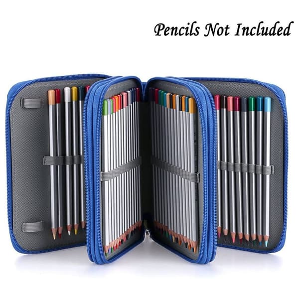 Zipper Pencil Case, Practical Canvas Pen Holder for Blue KLB