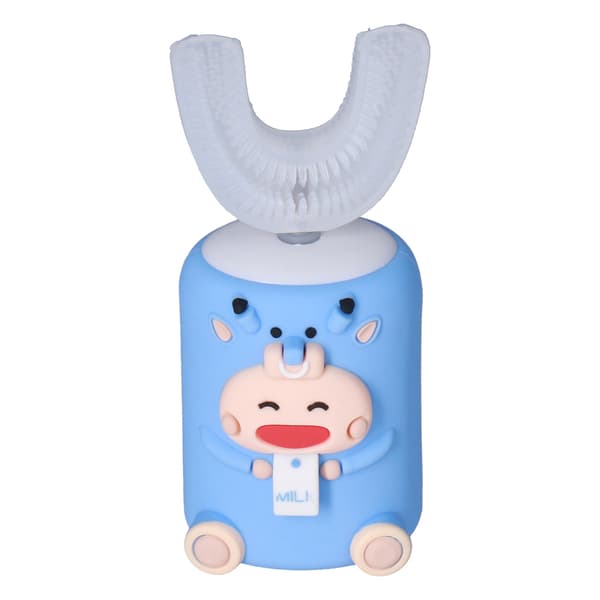 Automatic Toothbrush Vibration U-shaped Waterproof Battery Rechargeable Cute Electronic Toothbrush for Kids Blue