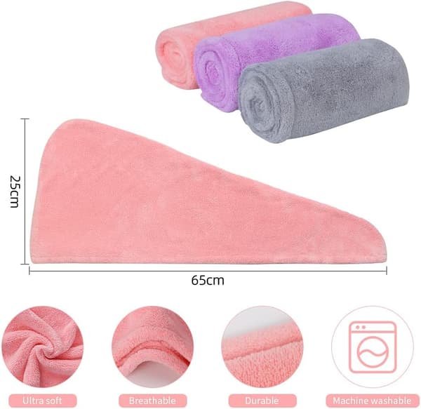Hårhåndklæde, 3 stk. hårtørringshåndklæder, superabsorberende mikrofiber
