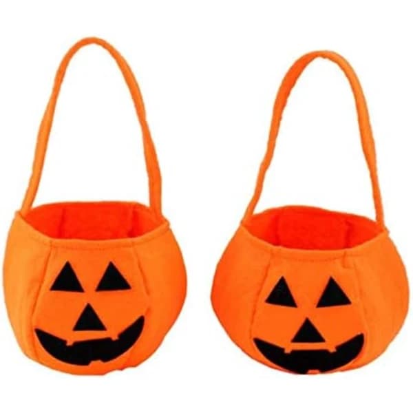 2-pack Pumpa Godisväska, Pumpa Godisväska Bus eller Godis Väskor Filtväskor med Handtag för Barn Maskerad