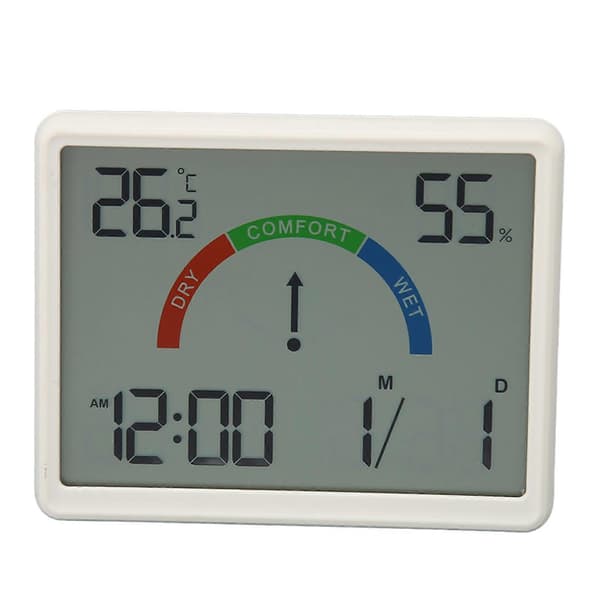 Digital väckarklocka med stödben, stora siffror, magnetisk digital bordsklocka med temperatur- och luftfuktighetsdisplay