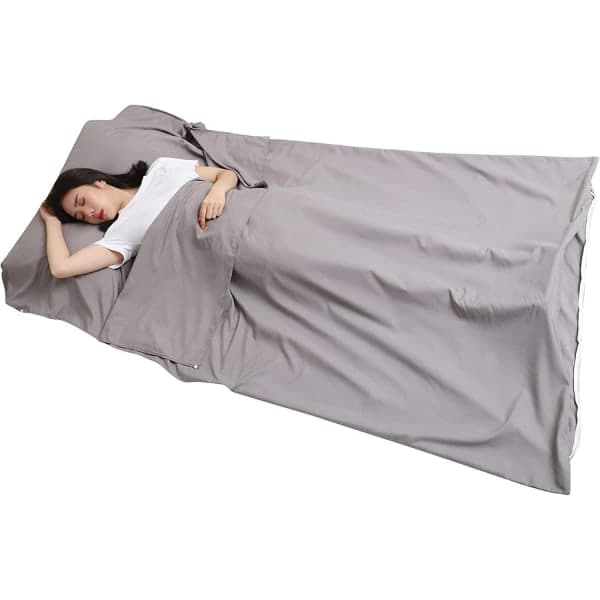 Sleeping Bag Liner Camping Backpacking Travel Sheet, Grey*115x210