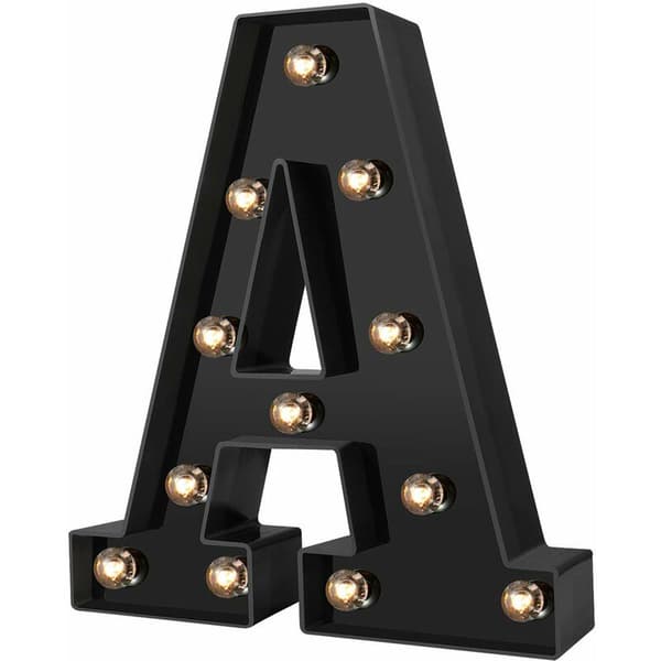 Nyligen LED-bogstaver Tal Lys Sort Dekorative Marquee-lamper til Begivenheder Bryllup Fest Fødselsdag Bar A