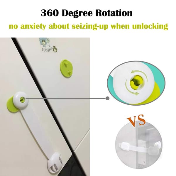 Child Safety Cabinet Locks 6-Pack, Adhesive ABS Double Button Latches for Doors, Drawers, Wardrobes, and Kitchens
