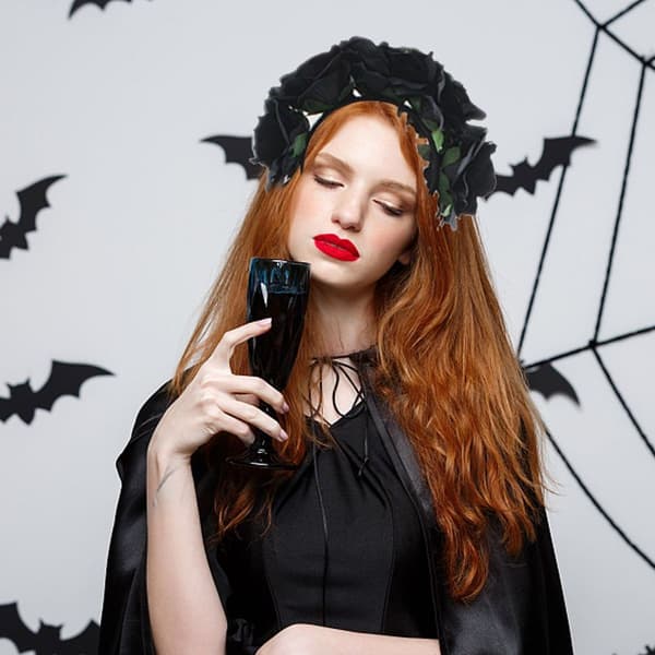 Roseblomst Slør Halloween Kostume Hårbånd Dag af den Sorte KLB