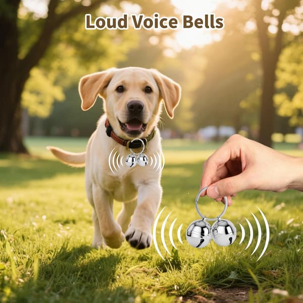 Dog Collar Bells, 2-Pack Extra Loud Dog and Cat Bells for Tracking (Silver)