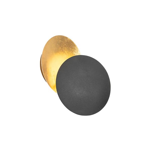 Qazqa - Modern black and gold wall lamp - Organic design - G9 socket - Depth 9.7 cm - Diameter 20 cm - Dimmable