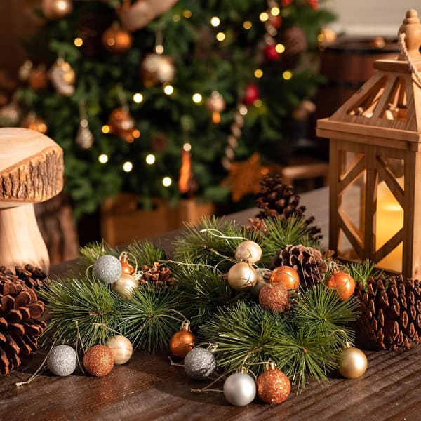 Julekuler til juletrepynt, 49 stk 3 cm Skogskobber og gull, uknuselige julekuler