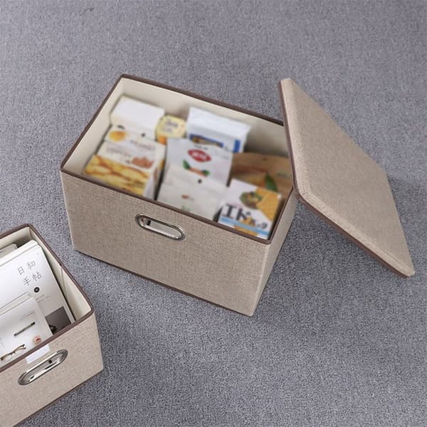 Large Foldable Storage Box with Lid Fabric Foldable Storage Box Storage Box with Lid Basket Basket Bedroom -Dress Office Nursery Square