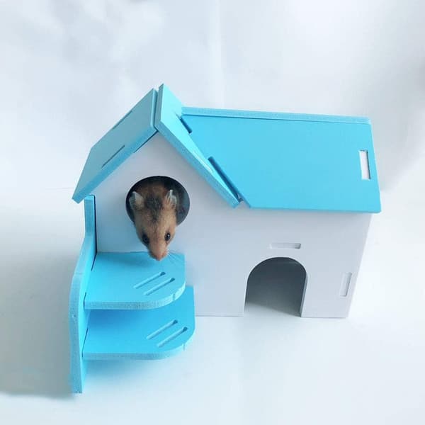 Træhus til dværghamster DIY Gerbil Hideout Hytte Kæledyrssport