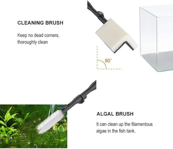 Aquarium Cleaning Tool 6 in 1 Algae Scraper Scrub Pad Adjustable Long Handle Fish Tank Brush Cleaning Set (Red)