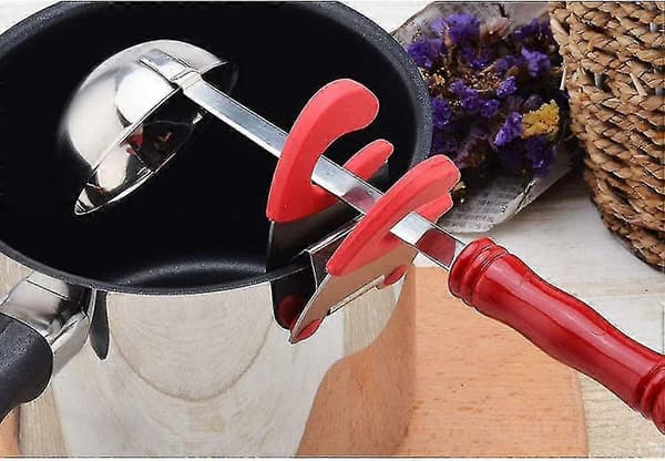 Stainless Steel Spoon Holder, Pot Spoon Holder, Cooking Spoon Holder, Pot Spoon Rest, Clips (Random Color)