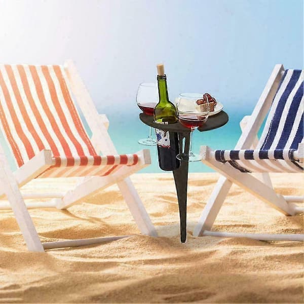 Outdoor Wine Table Portable Picnic Table Wine Glass Rack Black Folding Table