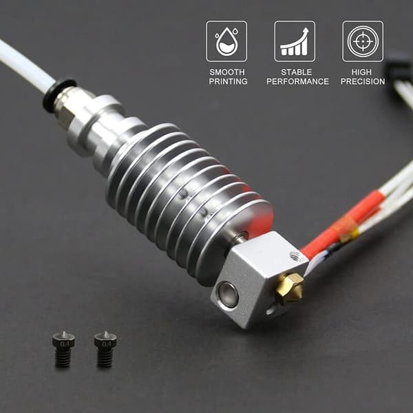 Til I3 Hotend 12V med 2 stykker 0,4 mm hærdet stål til V6 dyser til 3D-print Hotend Extruder
