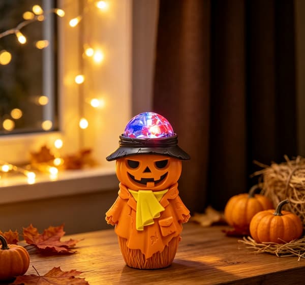 Halloween græskar fugleskræmsel lampe, LED projektionslys pynt til festdekoration