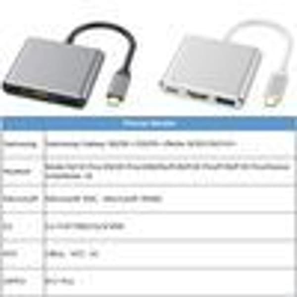3 in 1 -keskitin, C-tyypin HDMI USB 3.0 USB-C -sovitinkaapeli