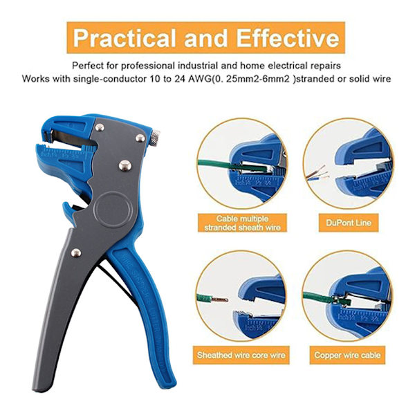Quick Stripper for Wire Self-Adjusting Wire Stripping Pliers Wire Crimping Electrical Repair Tool Red Red