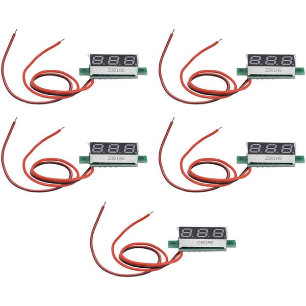 5 stk Mini Digital DC Voltmeter Spændingsmåler Tester Detektor Justerbar 2 Ledninger 0,28 Tommer (Blå 3,2-30V)