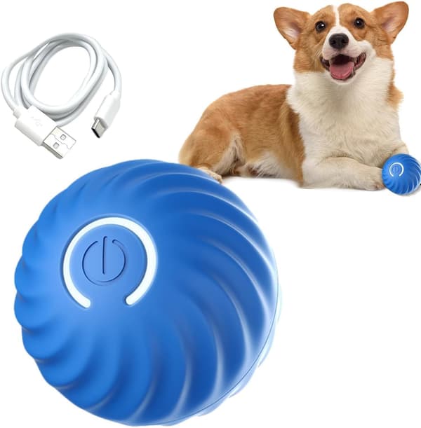 Self-rolling ball for dog, smart self-rolling ball with 2 modes, long battery life, intelligent teasing cat ball with replaceable shell