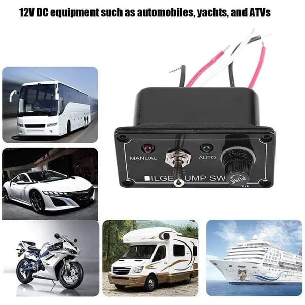 Bilge Pump Switch, LED Indicator 12V DC Bilge Pump Panel Manual/Auto On/Off Switch for Boats and Marine Use, by