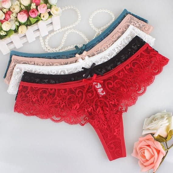 Women's Sexy Lace Thong G-string and Tanga 5-pack