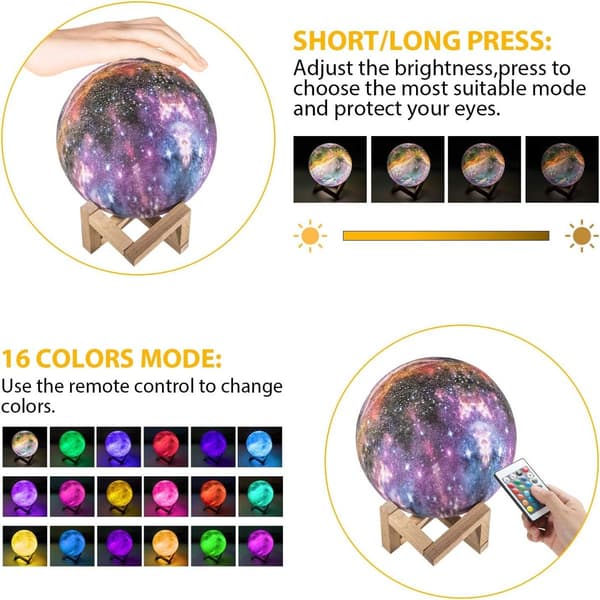 12 cm Moon Lamp with Remote Control, Starry Sky Decorative Light 3D Moon Art LED KLB