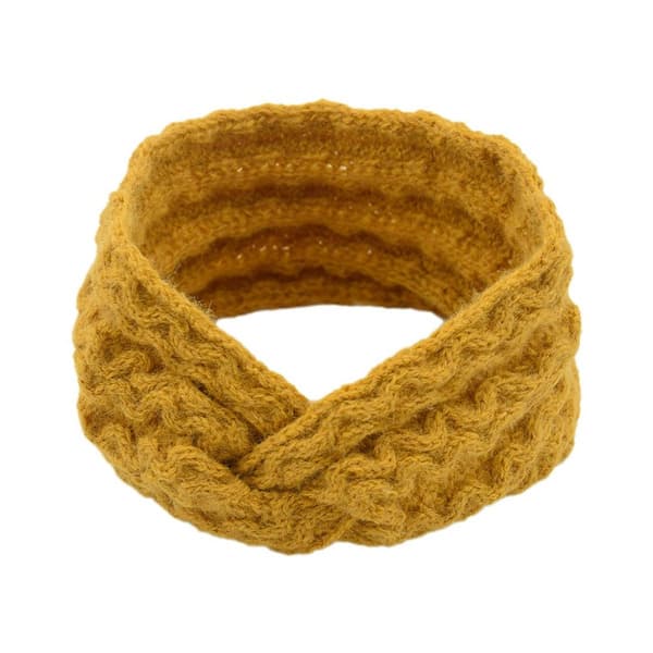 Knitted Women's Headband with Bow and Cable Pattern