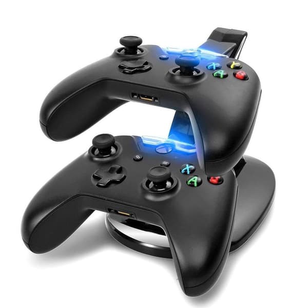 LED-ladestation med dobbelt hurtigopladningsdock til Xbox One / Xbox One S