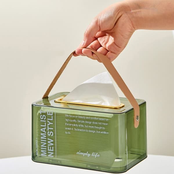 Tissue Box Transparent Desktop Tissue Box Pumping Paper Storage Box Living Room Dining Room Black