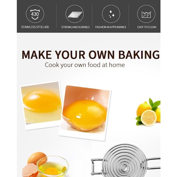 Food Grade Stainless Steel Egg Separator - Egg White and Yolk Separator Tool for Home Kitchen Brown
