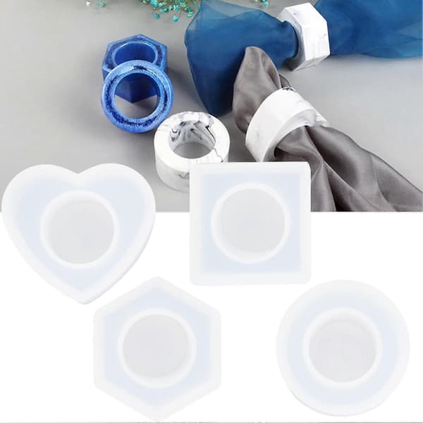 Kristall Epoxy Förvaringslåda Form DIY Hexagonal Rund Fyrkantig Servettring Spänne Silikonform