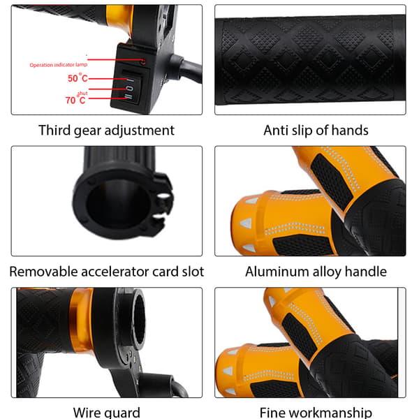 Heated Motorcycle Handlebar Winter Hand Warmer, 12V USB Powered Red