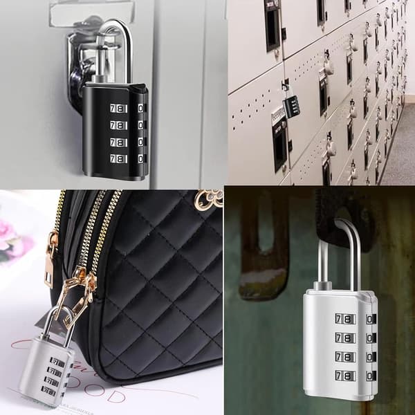 2-pack Combination Padlocks, 4-Digit Resettable Padlock with Keys