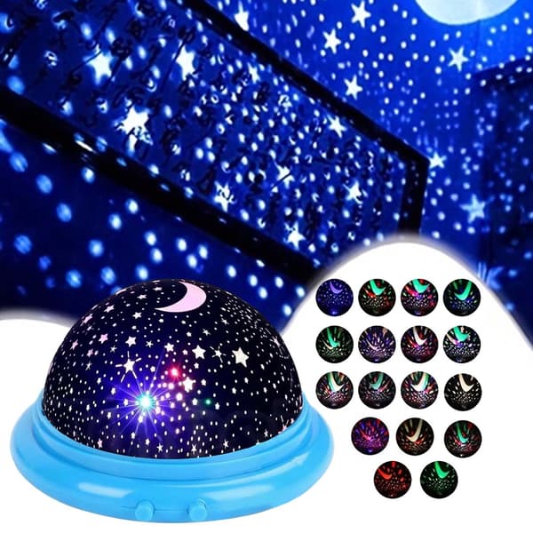 Stjerneprojektor Galakse Natlampe LED Stjernehimmel til Børneværelse blå