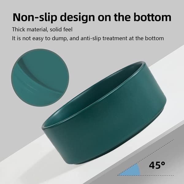 Ceramic Cat and Dog Bowl, Non-Slip Green Ceramic Bowl