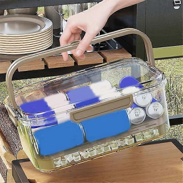 Portable Refrigerator Storage Box, Large Capacity Portable Crisper with Handle, Fruit Storage C