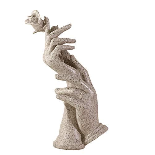 Hemdekoration Hartsskulptur Hemfigur Hand i hand Prydnad Present Prydnad för bröllop för par för älskare (Grå) grå grey