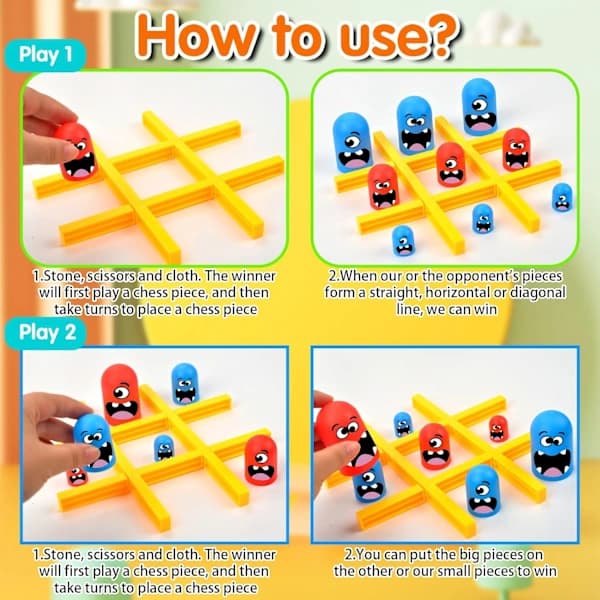 Big Eat Small Tic Tac Toe Spelset, 2 Spelare Blå Röd Gobblet Go